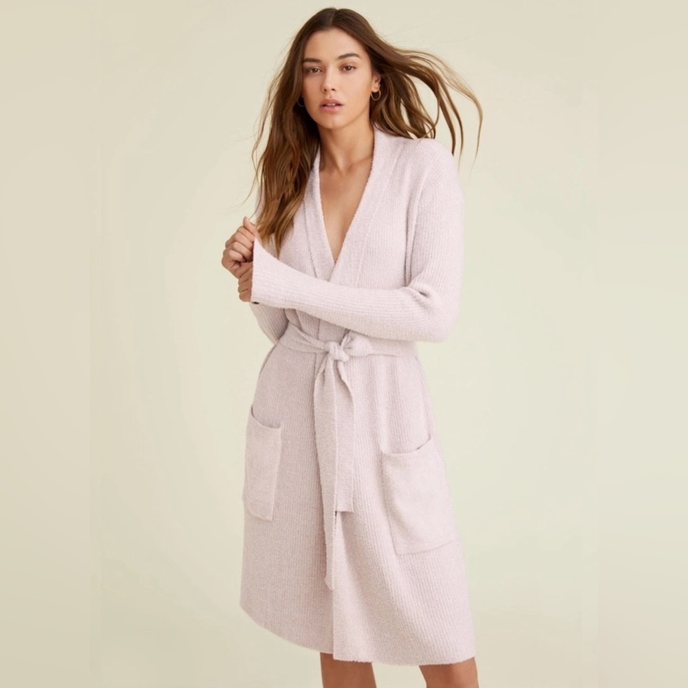 Barefoot Dreams CozyChic Lite Ribbed Robe in Pearl Rose Size S/M